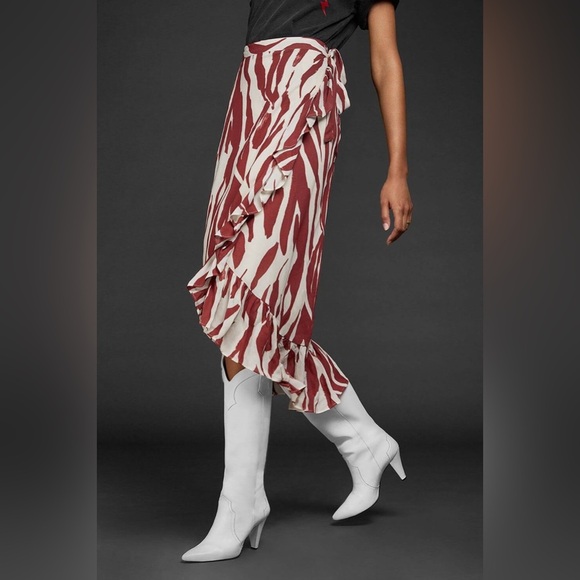 Anine Bing Lucky Wrap Skirt- Red Zebra (15) - Picture 9 of 15